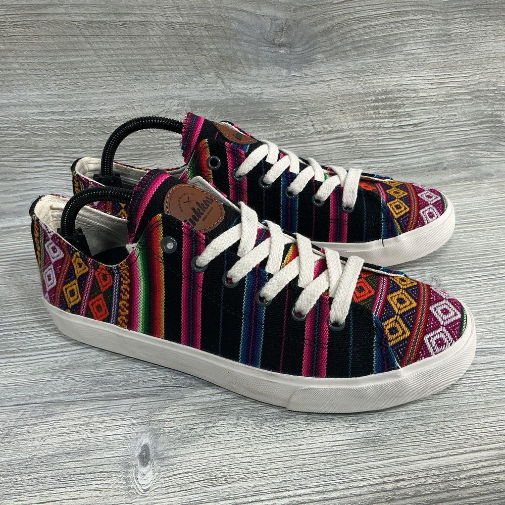 Inkkas low-top canvas sneakers colorful woven pattern Women's Size 11 Men's 9